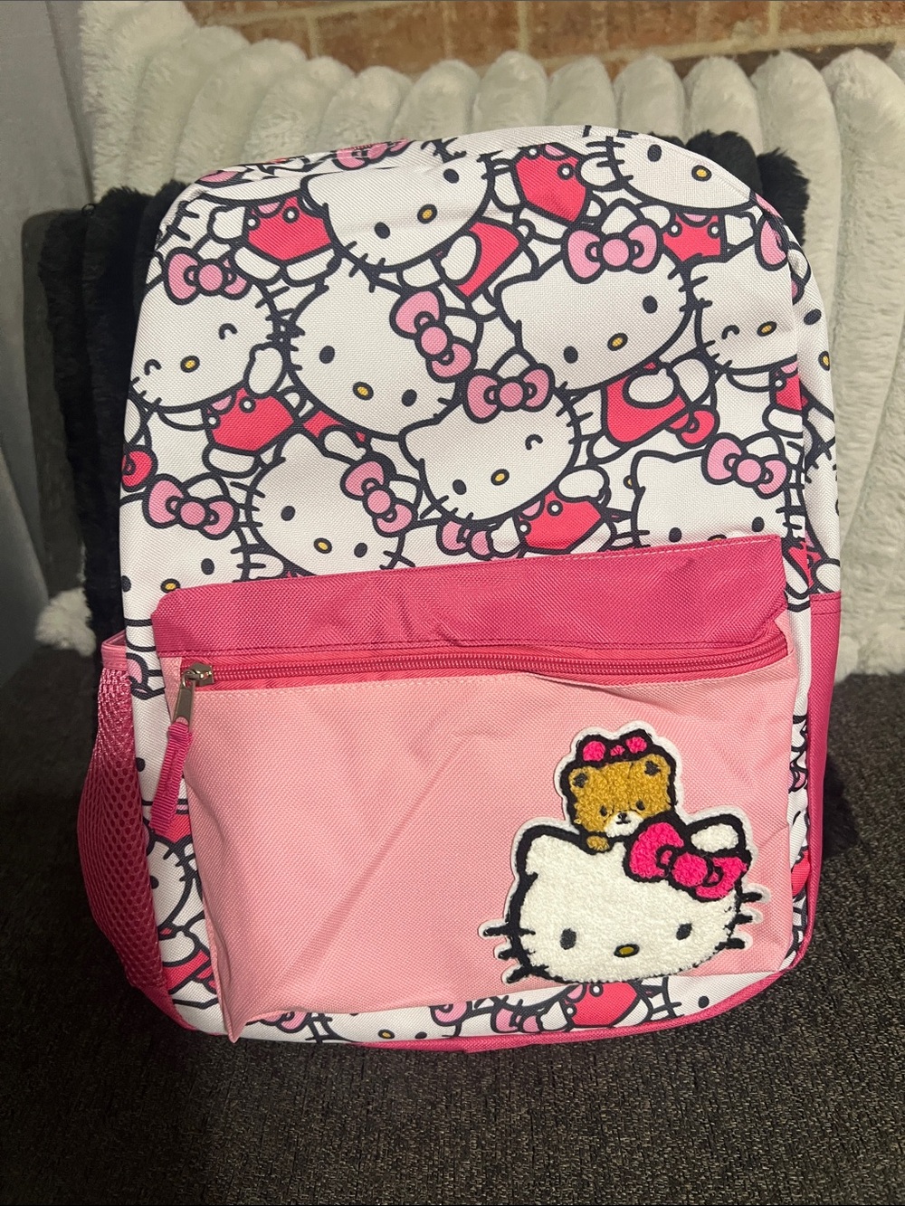 Hello Kitty Pink & White women Backpack with Front Patch